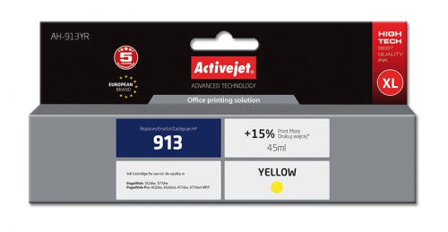 Activejet AH-913YR Ink (replacement for HP 913 F6T79AE; Premium; 45 ml; yellow)
