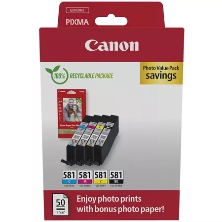 Canon Ink CLI-581 BK/C/M/Y PHOTO VALUE 2106C006