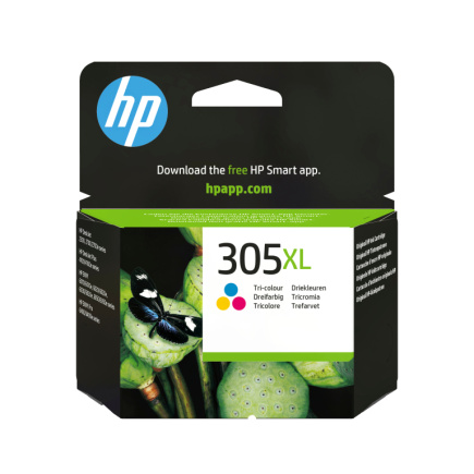 HP 305XL High Yield Tri-Color Ink Cartridge, 200 pages, for HP DeskJet 2300, 2710, 2720, Plus 4100