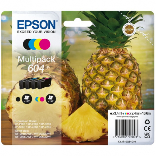 Epson Tinte 604 C13T10G64010 4er Multipack (BKMCY) bis zu 130 Seiten