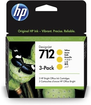 HP Inc. Ink 712 3-Pack 29ml Yellow 3ED79A