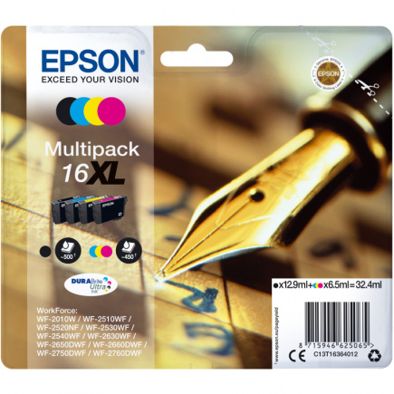 Epson Tinte 16XL C13T16364012 4er Multipack (BKMCY) bis zu 450 Seiten 654392