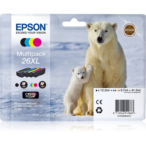 Epson Tinte 3LB 26XL ink cartridge black and tri-colour high capacity 41.3ml 1-pack blister without alarm