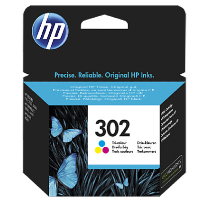HP 302 Tri-color Ink Cartridge, 165 pages, for HP Officejet 3830,3834,4650, Deskjet 2130,3630,1010, Envy 4520