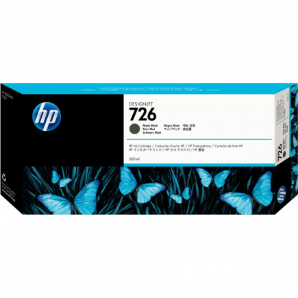 HP 726 original Ink cartridge CH575A matte black standard capacity 300ml 1-pack with Vivera Ink cartridge