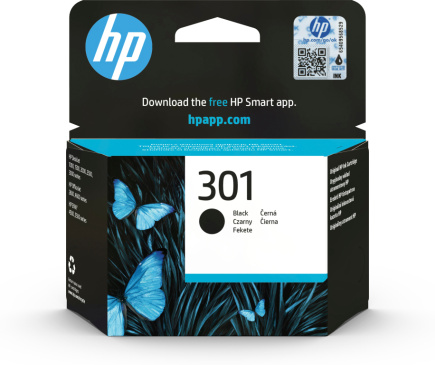 HP 301 Black Ink Cartridge, 190 pages, for HP Deskjet 1000, 1050, 2050, 3000, 3050