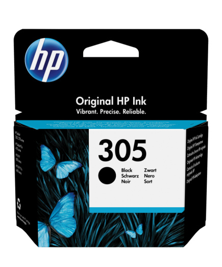 HP 305 Black Ink Cartridge, 120 pages, for HP DeskJet 2300, 2710, 2720, Plus 4100