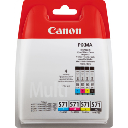 Canon Tinte CLI-571 0386C005 Multipack (BKMCY) bis zu 349 Seiten gemäß ISO/IEC 24711
