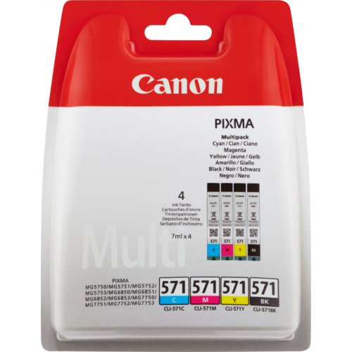 Canon Tinte CLI-571 0386C005 Multipack (BKMCY) bis zu 349 Seiten gemäß ISO/IEC 24711