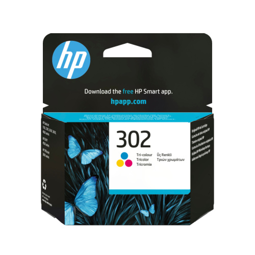 HP 302 Tri-color Ink Cartridge, 165 pages, for HP Officejet 3830,3834,4650, Deskjet 2130,3630,1010, Envy 4520