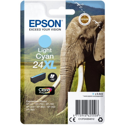 Epson Tinte 5LB 24XL ink cartridge light cyan high capacity 9.8ml 740 pages 1-pack blister without alarm