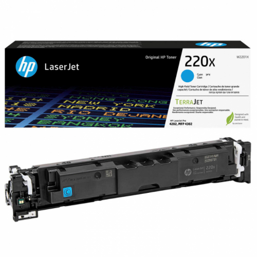 HP 220X High Capacity Cyan Toner Cartridge, 5500 pages, for HP Color LaserJet Pro 4301, 4302, 4303