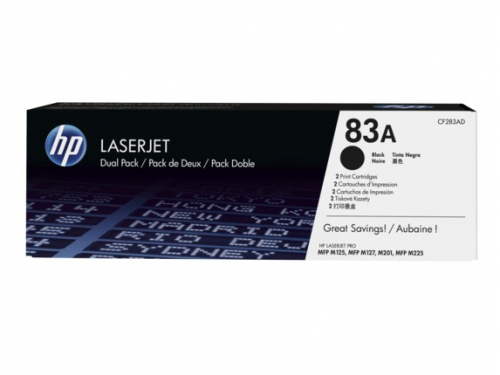 HP Inc. Toner 83A Black 1.5k Dual Pack CF283AD