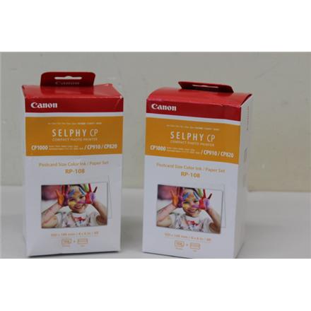 Renew. Canon RP-108 Color Ink/Paper Set for SELPHY CP1300 Printer 108 sheets | Canon Color Ink/Paper Set for SELPHY CP1300 Printer | RP-108 | DAMAGED PACKAGING