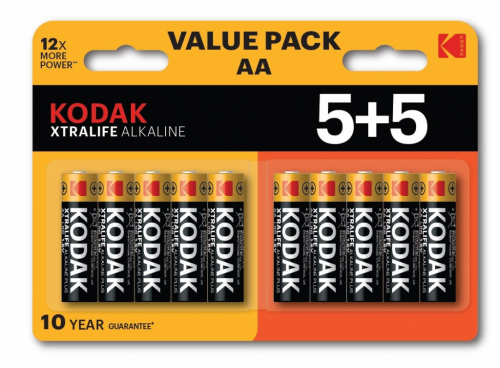 Kodak XTRALIFE Alkaline AA Battery 10 (5+5 pack)