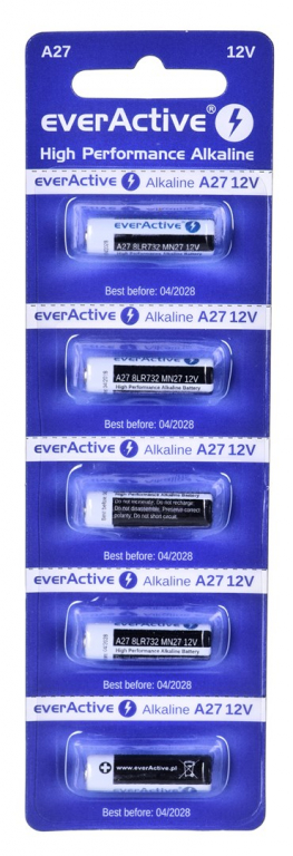 5 x alkaline batteries everActive 27A 12V- blister 5 pcs.