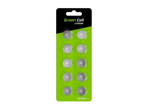 Green Cell Blister 10x Lithium Battery CR2025 3V 160mAh Button