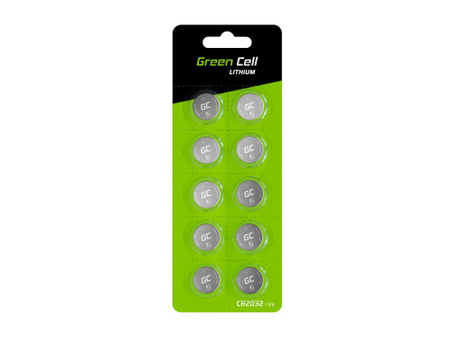 Green Cell Blister 10x Lithium Battery CR2032 3V 220mAh Button