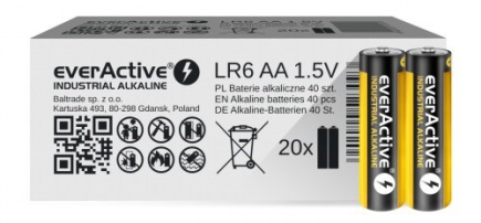 Alkaline batteries everActive Industrial Alkaline LR6 AA  - carton box 40 pcs