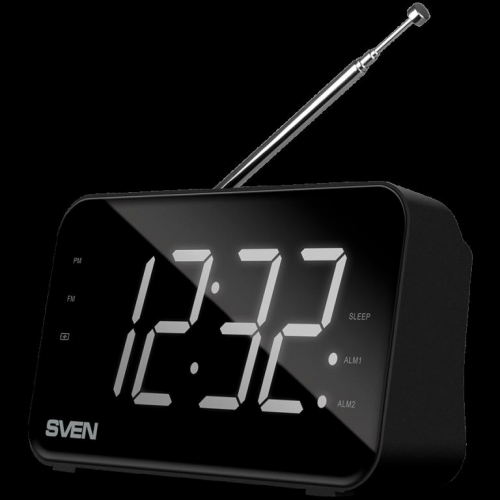 Speaker SVEN SRP-100, black (2W,FM,LED, built-in clock and alarm, battery)