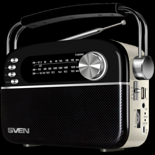 Speaker SVEN SRP-505, black (3W, Bluetooth, FM/AM/SW, USB, microSD, AUX, battery)