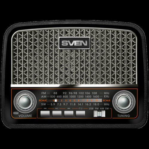 Speaker SVEN SRP-555, black-silver (3W, FM/AM/SW, USB, SD/microSD, battery)