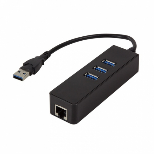 LogiLink USB3.0 3-port hub with gigabit adapter