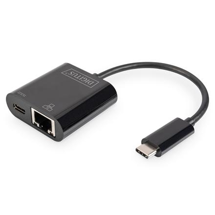 Digitus | USB-Type-C Gigabit Ethernet Adapter + PD with power delivery function | DN-3027 | Black | USB-C port to a Gigabit network connection DN-3027