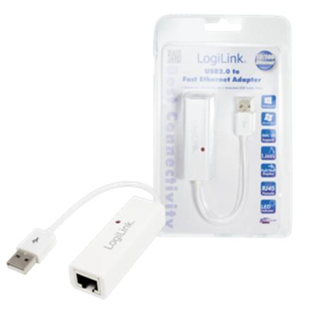 Logilink | Fast Ethernet USB 2.0 to RJ45 Adapter: | 0.115 m | White | USB-A to RJ45 UA0144B