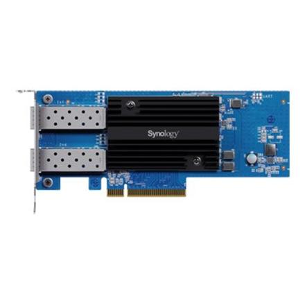 Synology E25G30-F2 Dual-port 25GbE SFP28 add-in card designed to accelerate bandwidth-intensive workflows | Synology E25G30-F2 | 25 GT/s | PCIe 3.0 x8 E25G30-F2