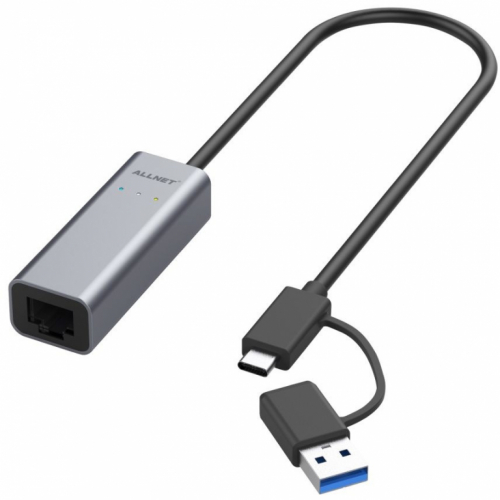 ALLNET USB 3.0 Typ-C&A Ethernet Adapter 2.5 Multi-Gigabit LAN ALL-NC-2.5G-USBC/A *ALLTRAVEL*