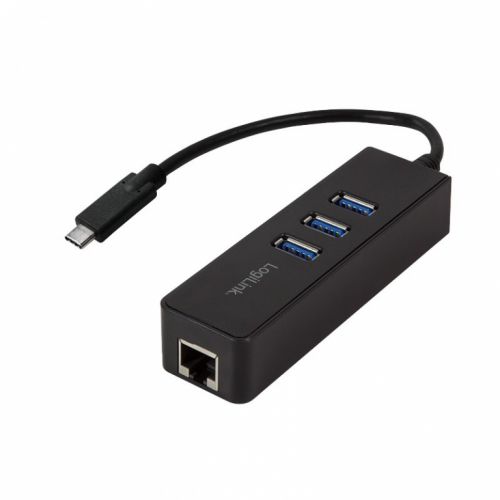 LogiLink Adapter gigabit USB 3.0 type-C to 1x RJ45 and 3xUSB 3.0 type A