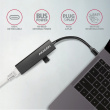 AXAGON Network card HMC-GL3A 3x USB-A + GLAN, USB 3.2 Gen 1 hub, metal, 20cm USB-C cable