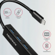 AXAGON Network card HMC-GL3A 3x USB-A + GLAN, USB 3.2 Gen 1 hub, metal, 20cm USB-C cable