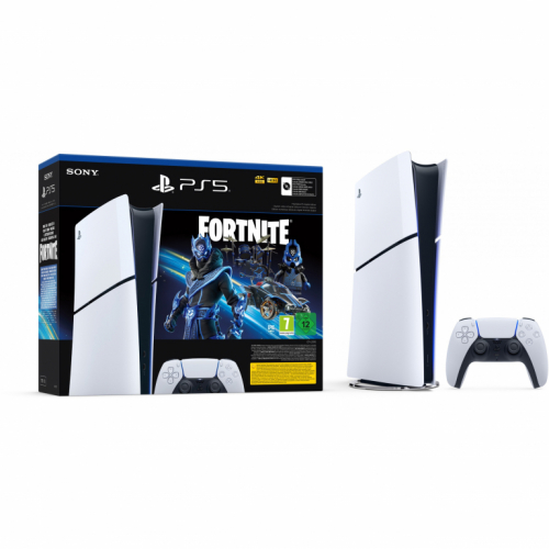 Sony PlayStation 5 Slim Digital Edition Fortnite black white