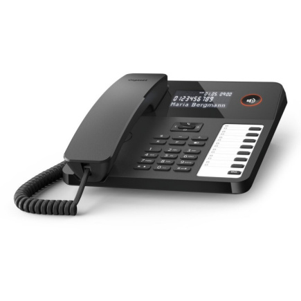 GIGASET DESK 600 schwarz schnurgebundenes Tisch- und Wandtelefon LC-Display 7 Direktwahltasten Telefonbuch Hrgertekompatibel
