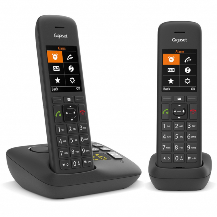 GIGASET C575A Duo schwarz schnurlos analog DECT 2 Mobilteile TFT-Farb-Display Freisprechen Adressbuch fr 200 Eintrge Wecker
