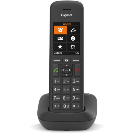 GIGASET C575 schwarz schnurlos analog (DECT) TFT-Farb-Display Freisprechen Adressbuch fr 200 Eintrge Wecker Kalender