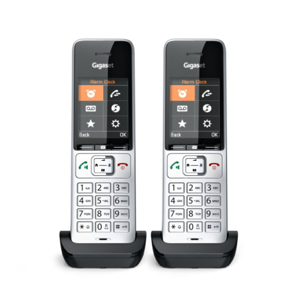 Gigaset COMFORT 500HX duo Analog/DECT telephone Caller ID Must, Silver