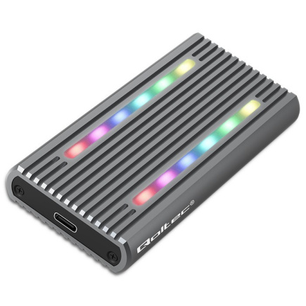Qoltec Enclosure for drive M.2 SSD, SATA, NVMe, RGB LE