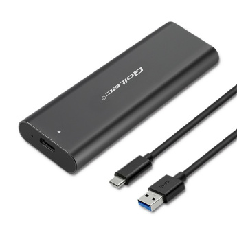 Qoltec - Storage enclosure - NGFF - M.2 - M.2 Card (SATA) - USB-C 3.1 (Gen 2) - black 