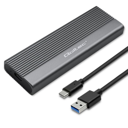 Qoltec Enclosure for SSD M.2 drive,SATA,NGFF,USB C