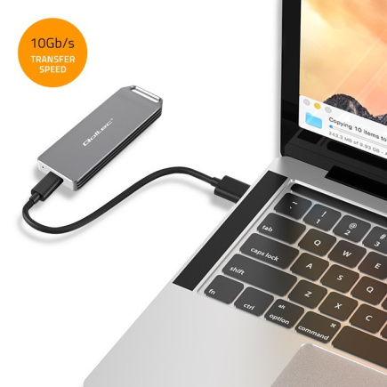 Qoltec Enclosure mini for M.2 SSD | NVMe | PCIe | USB3.1 | Super speed10Gb/s | 2TB | Silver