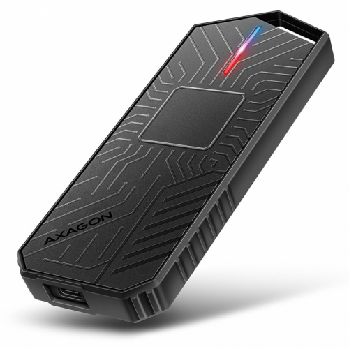 Axagon EEM2-GAM, USB-C 10Gbps - NVMe & SATA SSD GAME M.2 box, bezšroubkový SSD enclosure Black