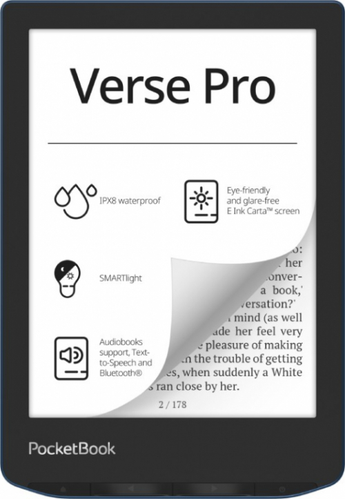 PocketBook Verse Pro e-book reader Touchscreen 16 GB Wi-Fi Black, Blue