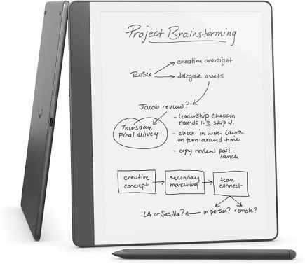 Ebook New Kindle Scribe - 2024 release 10.2” glare-free 16GB Wi-Fi (Without Lockscreen Ads) with Premium Pen Tungsten
