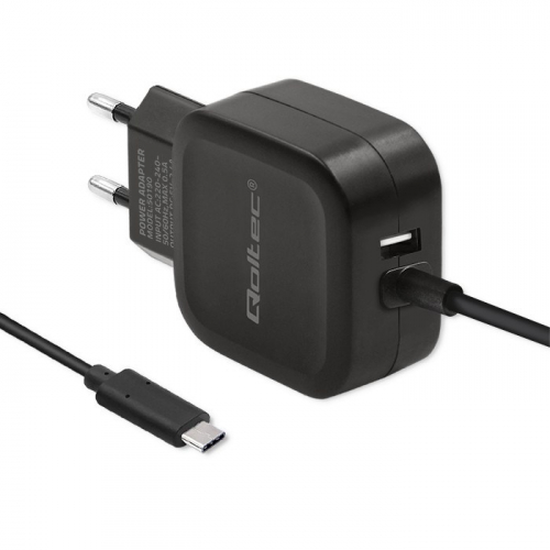 Qoltec 50190 Charger 17W | 5V | 3.4A | USB + USB type C