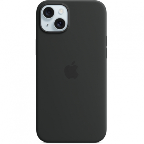 Silikon Case iPhone 15 Plus mit MagSafe (schwarz)