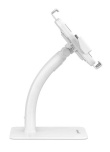 Manhattan Desktop Kiosk Stand (Anti theft) for Tablet and iPad, Universal, 360° Rotation, Tilt +20° to -110°, White, Lockable, Countertop Holder for 7.9