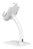 Manhattan Desktop Kiosk Stand (Anti theft) for Tablet and iPad, Universal, 360° Rotation, Tilt +20° to -110°, White, Lockable, Countertop Holder for 7.9